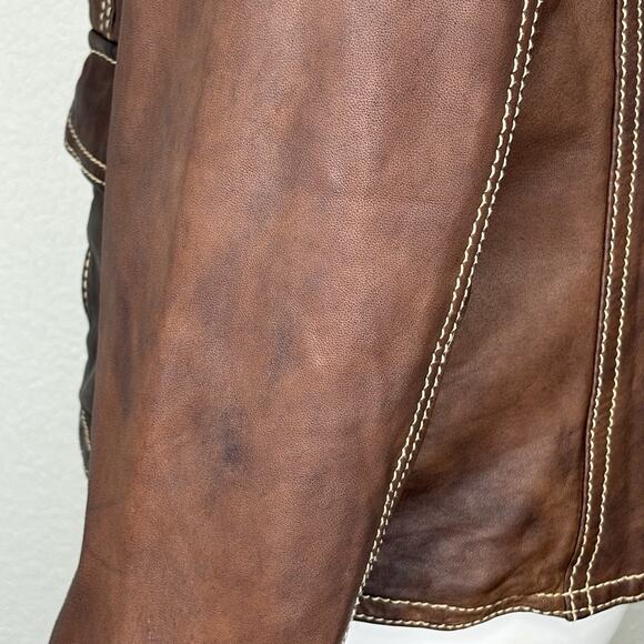 Vintage 90s Wilson’s Womens Leather Jacket Blazer Brown Pockets Western Size L - Picture 6 of 10